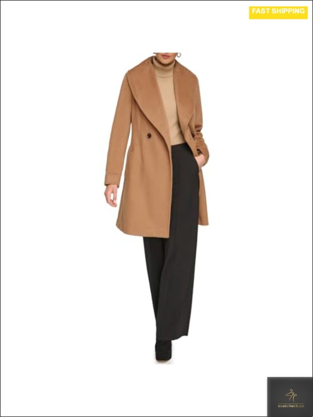 Wool Shawl Collar Long Sleeve Button Overcoat